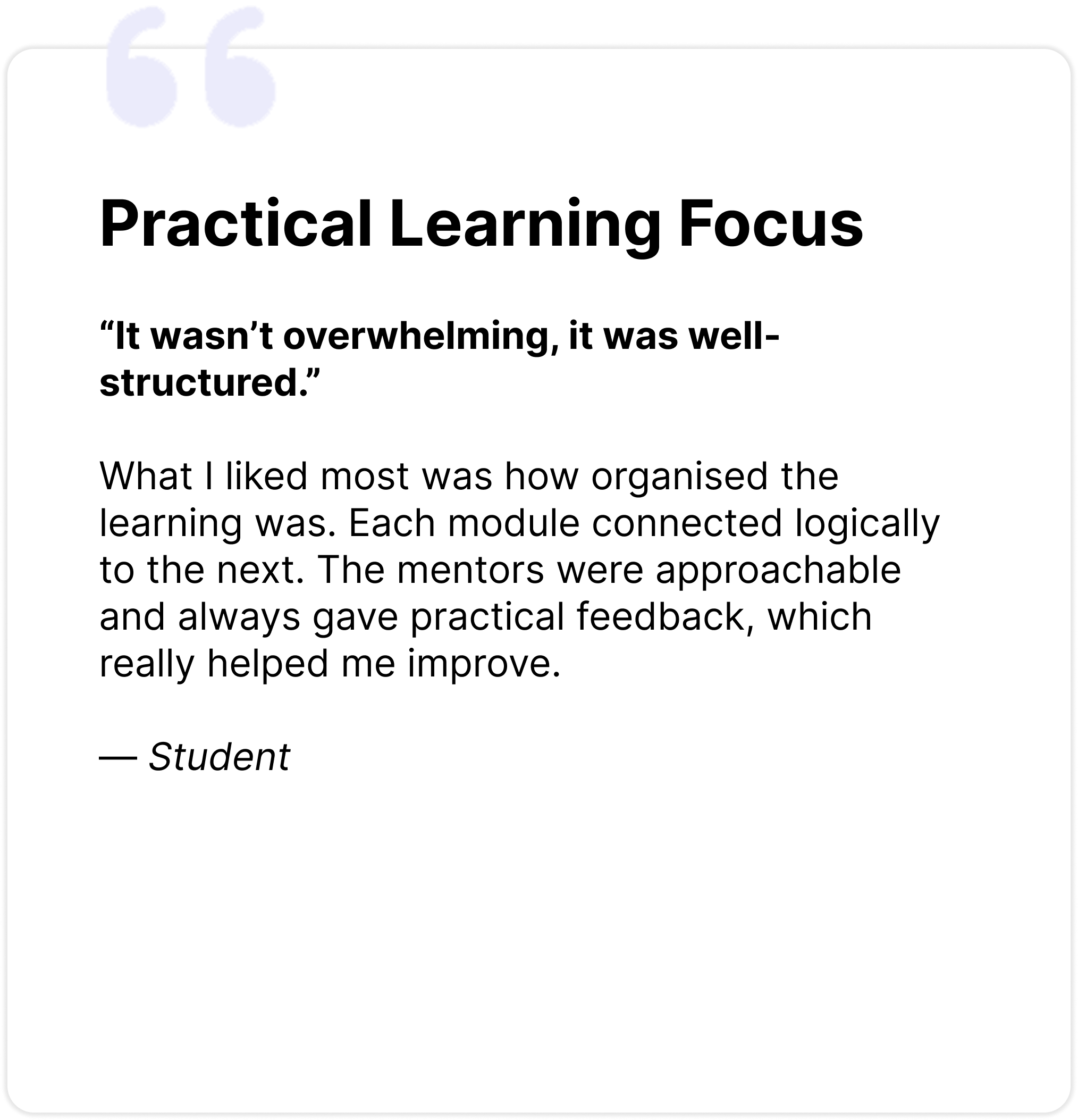 practical learning focus