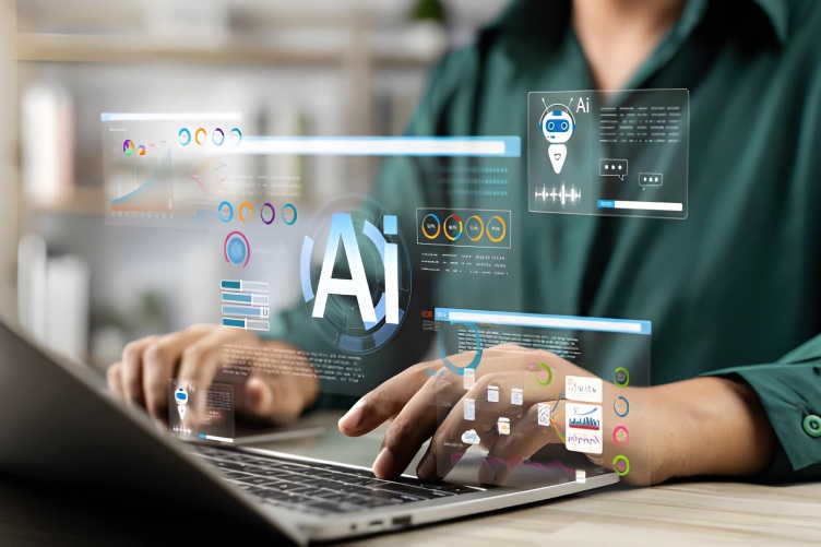 A professional working at this workplace using the AI module